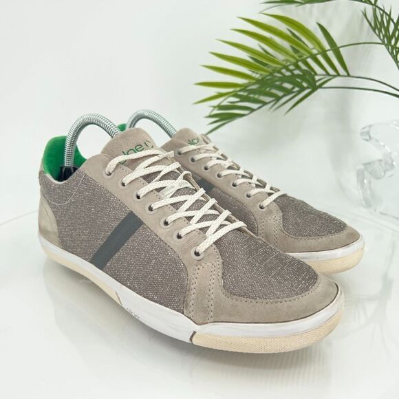 Plae Men's Prospect Sneaker Size 8 Beige Grey Fabric Lace Up Athletic Shoes - Picture 1 of 13